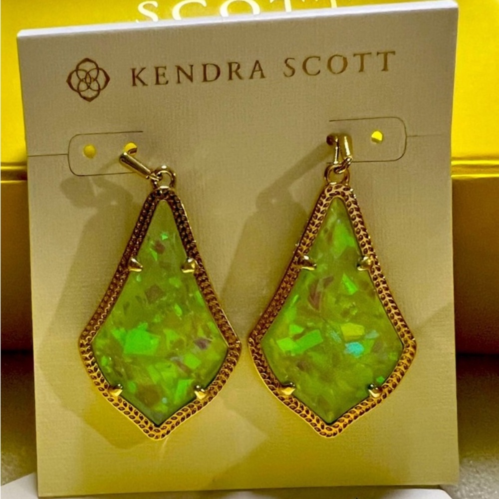 NWT Kendra Scott Alex Earrings Mint Illusion & Yellow Gold Rare & Retired GORG! - Picture 5 of 9